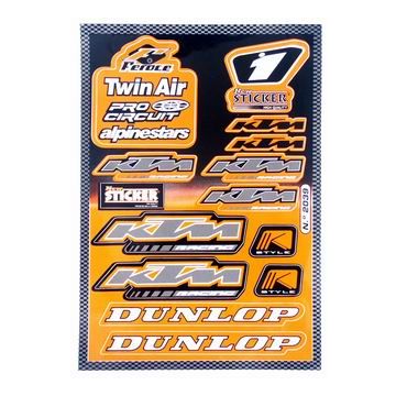 sticker set sponsor dunlop/ktm/twin air univ orange falko 982039 13-piece