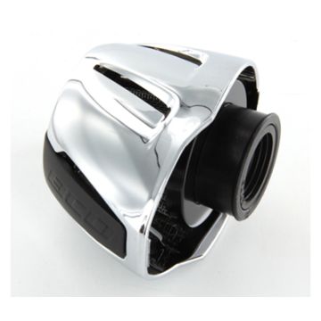 Power filter/air filter open 28/35mm connection carburetor universal chrome/black BCD 00660