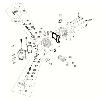 Cylinder head-cylinder Peugeot Django 125 EFI E5 2021-2022