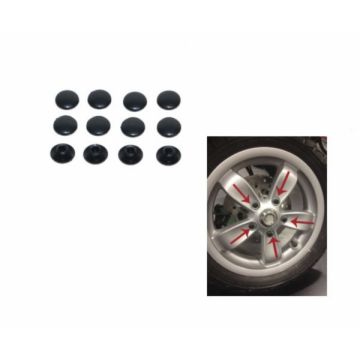 Decorative cap set hex wheels/rims Vespa Primavera/Sprint Piaggio Zip M8 gloss black DMP 12 pieces