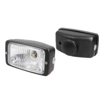 Rectangular headlight (made in EU) 14cm black Guia
