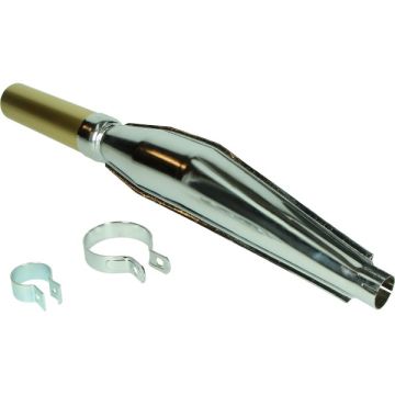 Exhaust cross silencer 28mm connection with bracket (expansion) chrome/gold Jamarcol moped universal Kreidler/Zundapp/Puch