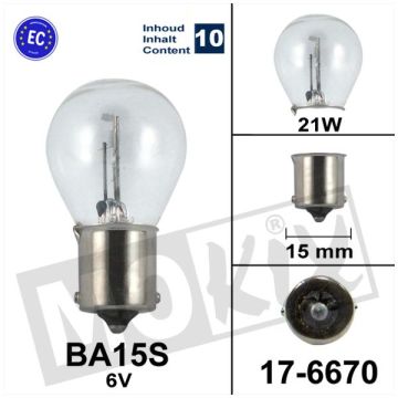 BULB BA15S 6V 21W FLOSSER CE (10)