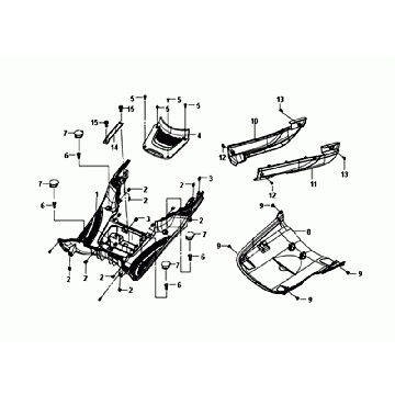Footplate Frame cover Sym Fiddle III blue/white (BU-2957C/WH-006)