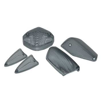 Flashing light lens set + Taillight lens Yamaha Aerox/MBK Nitro 2013-> smoke DMP new type