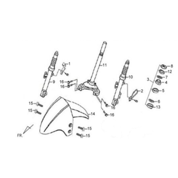 Front fork/fender/headset Sym X'PRO 125 Jet Black (BK5560S)