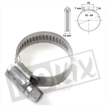 HOSE CLAMP 12mm stainless steel 15x24mm each-MOK-92492