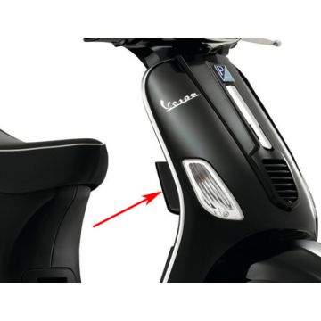Legshield storage compartment Vespa S lucido 94 black right original 6542950090