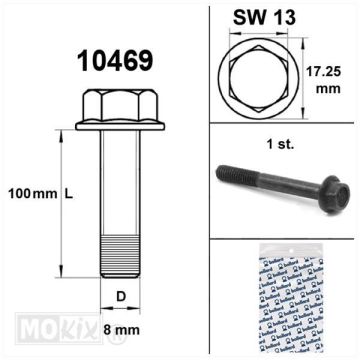 Flange frame bolts sw13 m8x100 black (1 piece)