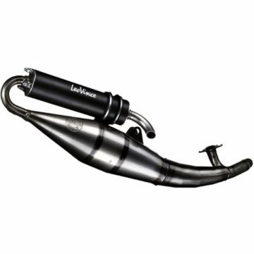 Exhaust with e-color Esco Piaggio 2t white/carbon Leovince TT black edition