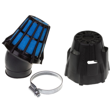 Power filter/air filter open sport 46mm black/blue carburetor connection/angle 30 degrees Polini 203.0097
