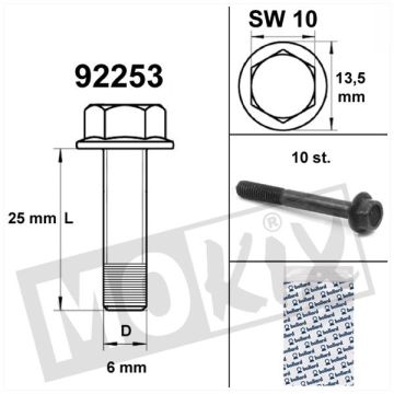 Flange bolt frame SW10 M6x25 black 10 pieces