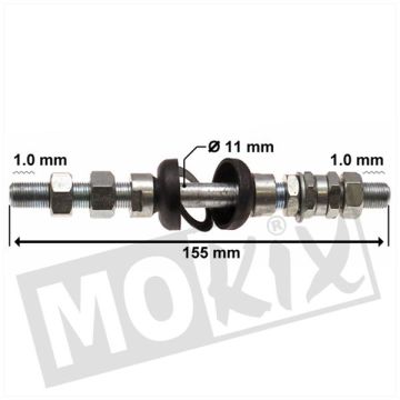 Front axle Puch Maxi complete 11mm with ascones