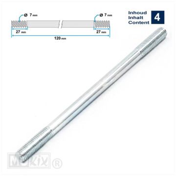 Cylinder stud Vespa/Tomos/Peugeot m7x120 (4 pcs)