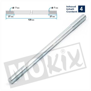 Cylinder stud Vespa/Tomos/Peugeot m7x120 (4 pcs)