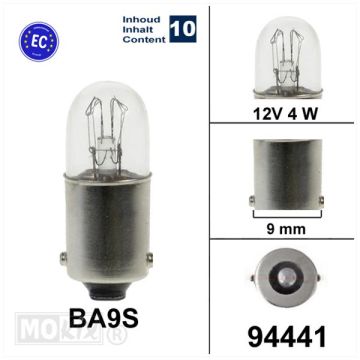Bulb 12V BA9S 4W CE approval 10 pieces