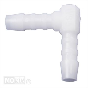 petrol oil hose connector angled 90 degrees 5mm white