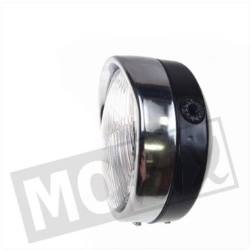 Headlight universal round 140mm switch black/chrome