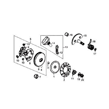 Drive Pulley Axle With Sprocket Sym Orbit (BU289) blue