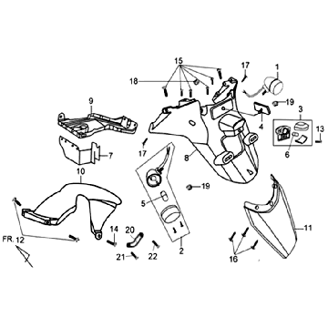 Rear fender Sym Orbit II (WH8018P) white