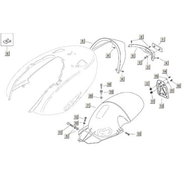 Rear mudguard + accessories Aprilia Habana 2t (Aprilia engine) 1999 - 2004