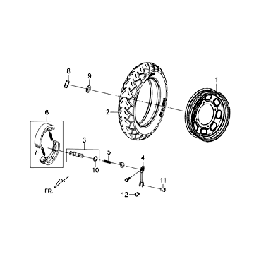 Rear wheel - Rear Fork Sym Tonik (WH8018P) white