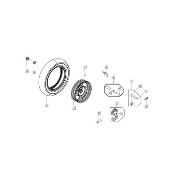 Rear wheel - brake Kymco New Sento 4-stroke 50i gold