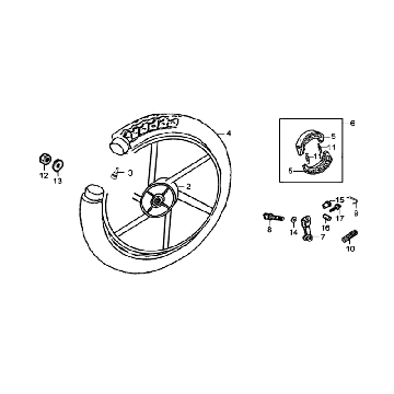 Rear wheel Sym Orbit (BU289) blue