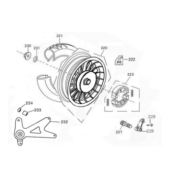 Rear wheel - Brake shoes Benda Benson 50 4T AC red