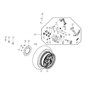 Rear wheel Kymco Xciting 400i Yellow