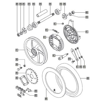 Achterwiel nieuw Tomos FLEXER XL (45KMH) (K8-L0)