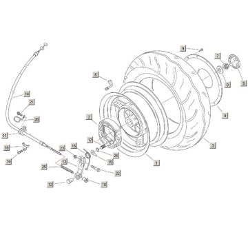 Rear wheel + accessories Aprilia Habana 2t (Aprilia engine) 1999 - 2004