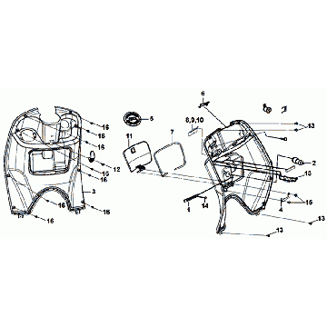 Upholstery Inner Frontplate Sym Mio 50I (GY-7450U BK-001C) Gray Black