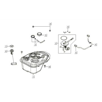Fuel tank - Fuel level sender - Fuel tap Kymco Like 200i 4T AC white
