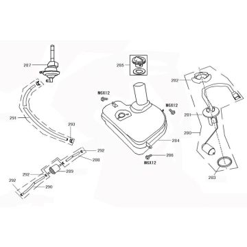 Fuel tank Neco Borsalino Oro matt red