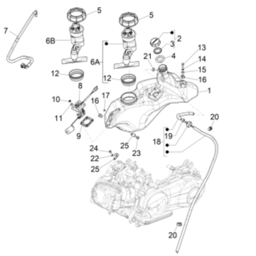 Fuel tank Vespa Sprint 4-stroke 3-valve (euro4 injection IGET)
