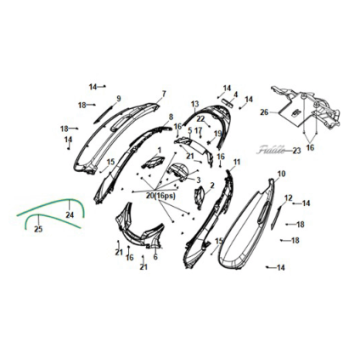 Body cover - tail light Sym E-Fiddle Fuel Green (GN546U)