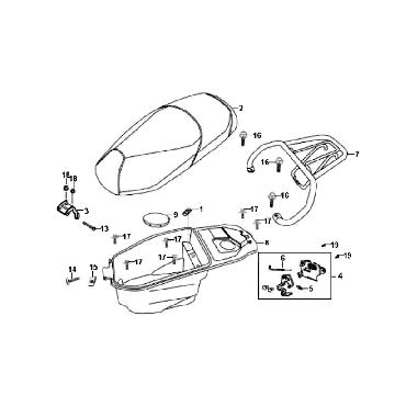 Seat - Helmet Tray - Carrier Sym Fiddle White WH8018P