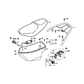 Seat Seat - Rear Carrier Sym Orbit (BU289) blue