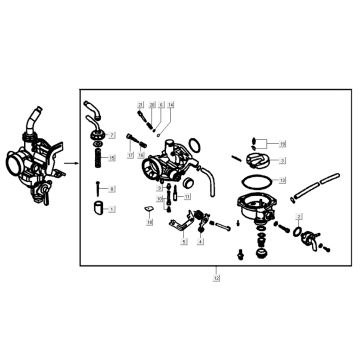 Carburetor Kymco K-Pipe 4-stroke Gloss Black