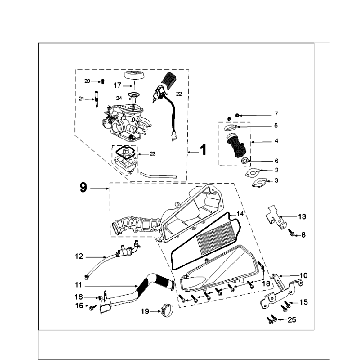 Carburetor Peugeot Speedfight 4 50 4T AC red black