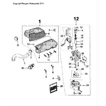 Carburetor Peugeot Speedfight 4 50 2T LC black