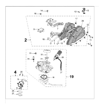 Carburateur Peugeot Tweet 125 V E3 2013-2017