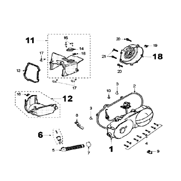 Crankcase Cover With Sensor Peugeot V-clic Silver Grey