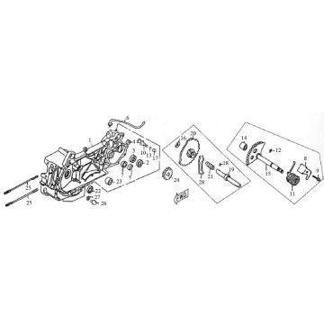 Crankcase - Kick starter shaft BTC Grande Retro 125 4T AC