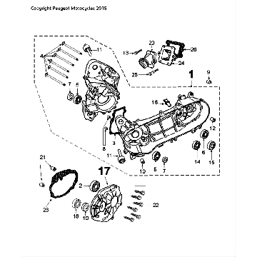 Crankcase Peugeot Speedfight 4 50 2T LC black