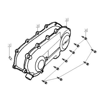 Crankcase cover Kymco Vitality 2t ac pearl silver