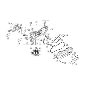 Crankcase - Crankcase cover Kymco People S 50 4T AC crystal blue
