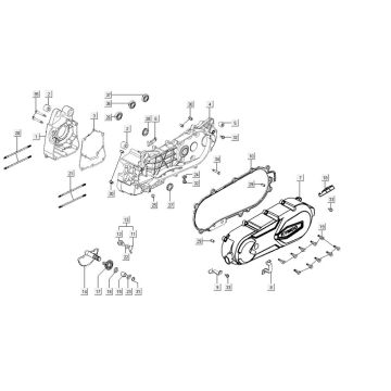 Crankcase - Crankcase cover - Kick starter shaft Kymco Agility City 16" 125 4T AC