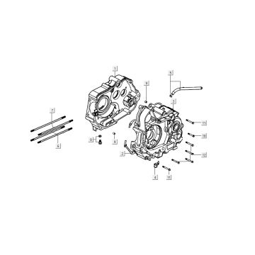 Crankcase - Crankcase cover - Kick starter shaft Kymco K-Pipe 50 4T AC white